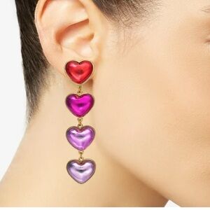 Isaac Mizhari Linear Heart drop gold/multi earrings
